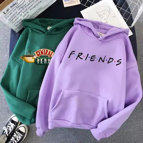 Moletom com capuz Friends TV Show para mulheres, moletons engraçados dos desenhos animados, gráfico Ullzang, moletom de anime vintage, moletom feminino, anos 90