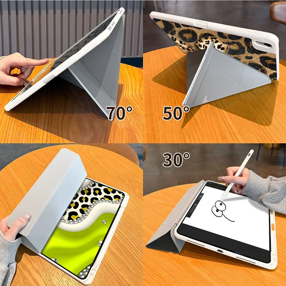 Leopard Print Bow Tablet Case For Samsung For Galaxy Tab S7 FE S8 S9 FE S10+ S7+ S8+ 12.4 inch A8 2022 A11 Plus S9+ S6 Lite 10.4 4