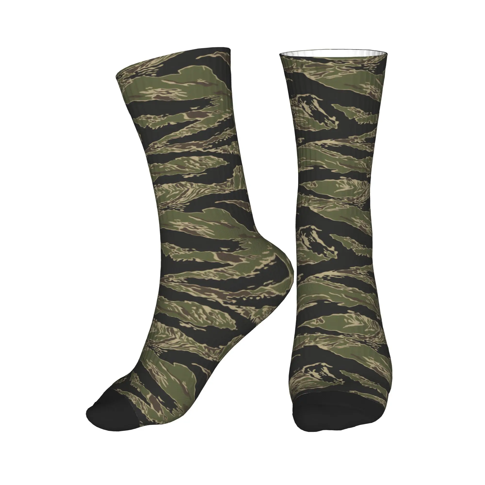 

Cool Mens Tiger Stripe Camo Dress Socks Unisex Warm Breathbale 3D Print Camouflage Crew Socks