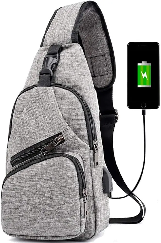 

Bag - Shoulder Backpack Chest Bags Crossbody Daypack for Women & Men with USB Charging Port
