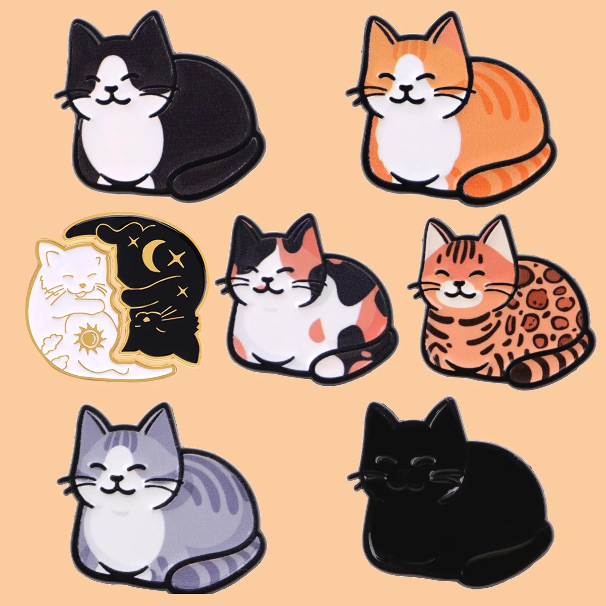 Niedliche Paar-Katze, Emaille-Anstecknadeln, Metallbrosche für Kleidung, Anstecknadel, Abzeichen auf Rucksack, Kleidung, Accessoires, Modeschmuck, Geschenk