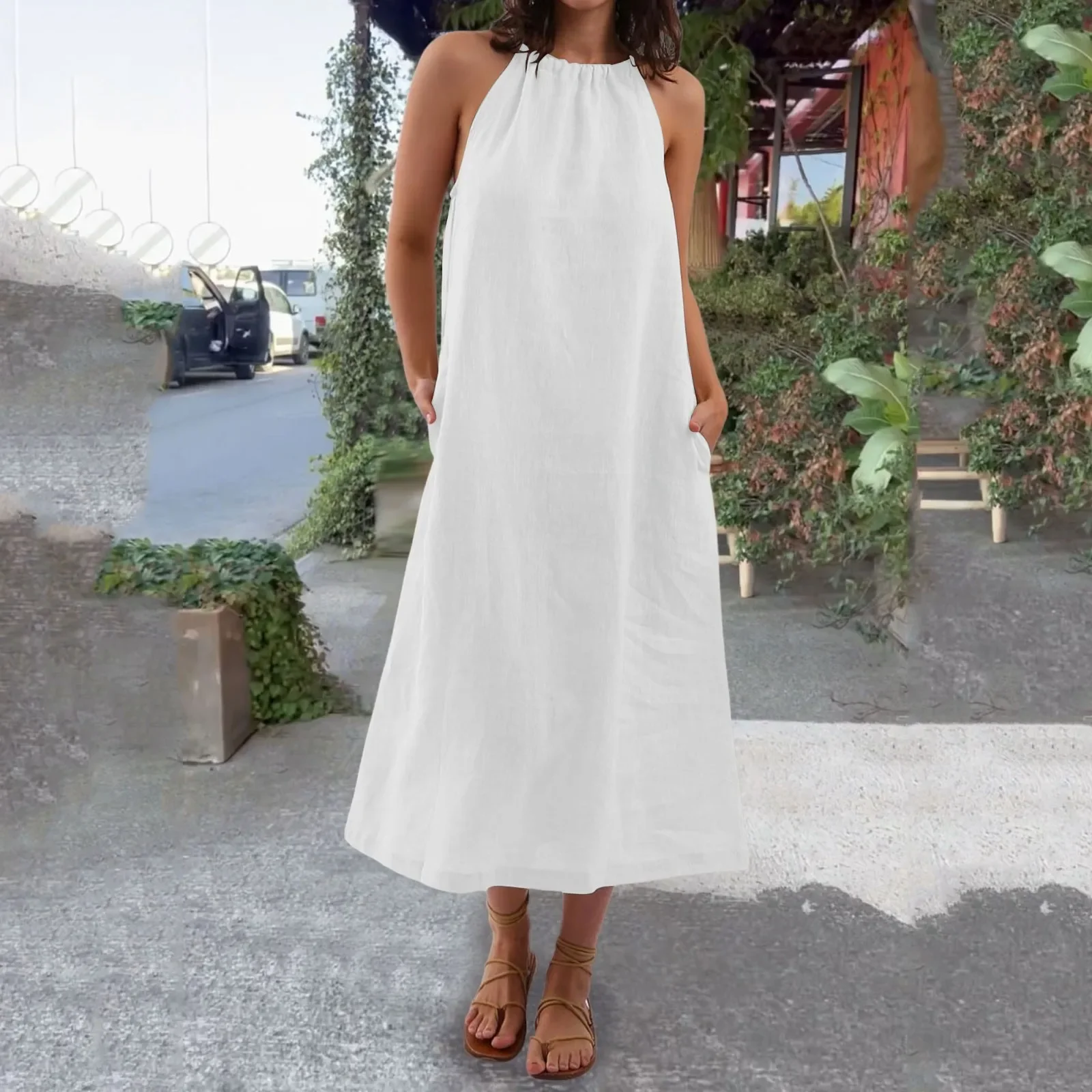 

Women's Elegant Long Dress Summer White Sleeveless Short Dresses Femal Party Dresses For Woman Stylish Clothes 2024 New Year