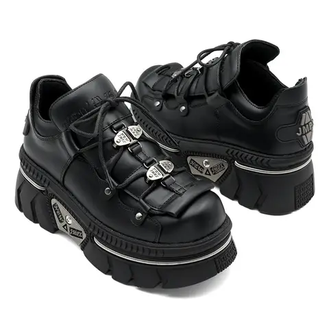 2025 봄/가을 여성 고스 다크 머핀 플랫폼 펑크 키높이 스몰 레더 다크 스니커즈 싱글 슈즈