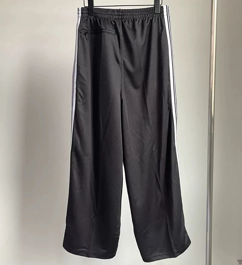 25ss Butterfly Embroidery AWGE White Striped Wide Leg Pants 1:1 Oversize Casual Black Mens Pants With Tags