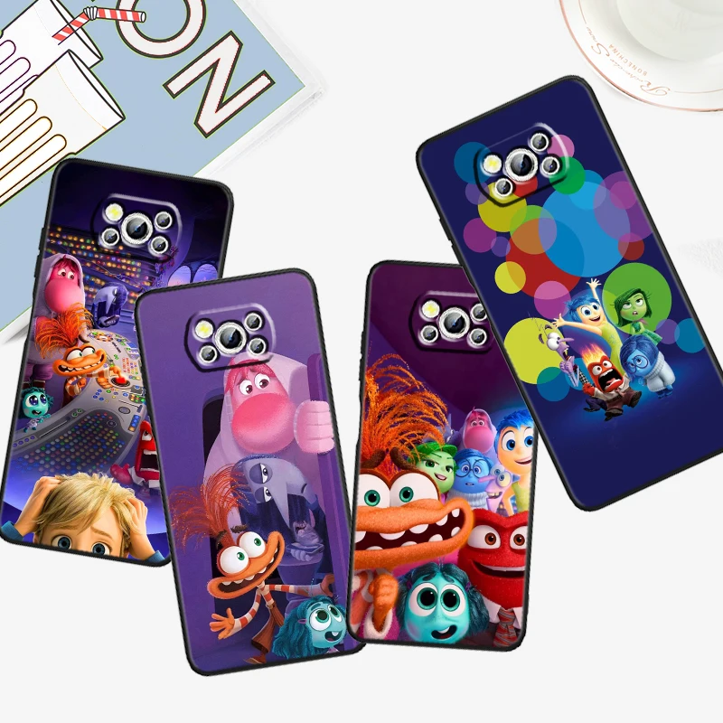 Inside Out Cartoon Cute For Xiaomi Mi Poco F5 F4 F3 X6 X5 X4 X3 M6 M5 M5S M4 M3 C65 Pro GT NFC 5G Black Funda Phone Case