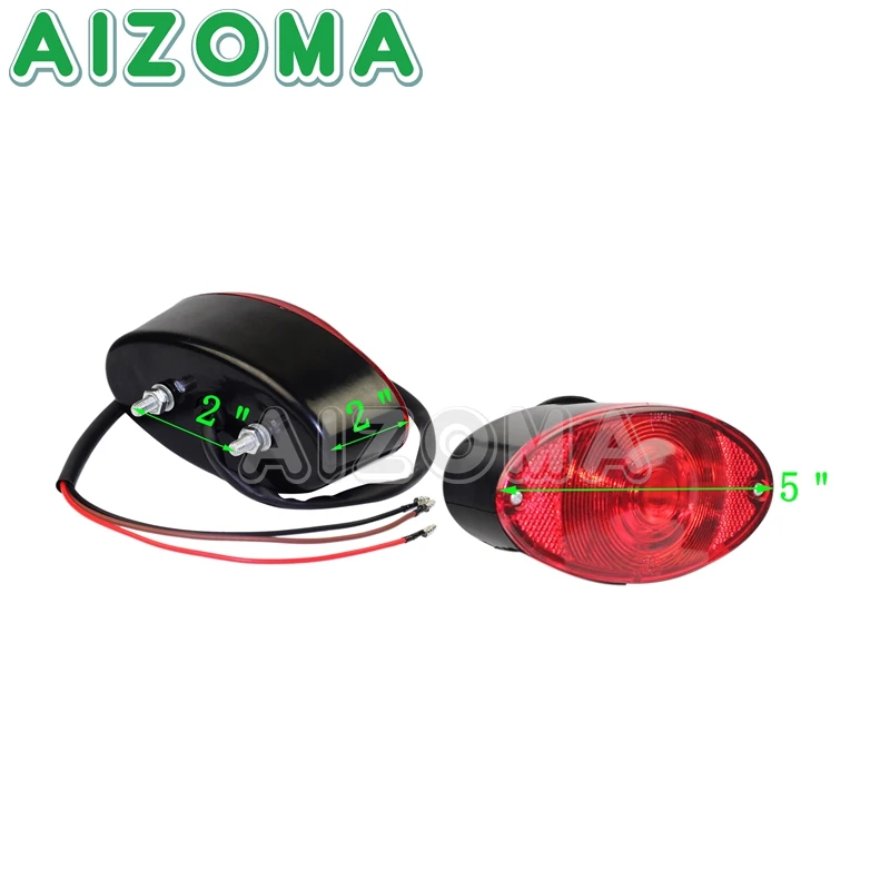 Motorcycle 12V Cat Eye Taillight ABS Red Brake Lamp License Plate Light Universal For Harley Softail Chopper Cafe Racer Bobber
