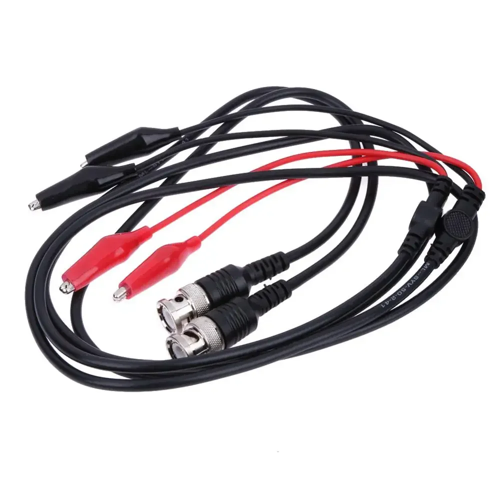 2pcs 110cm BNC Q9 to Dual Alligator Clip Oscilloscope Test Probe Leads Cables Connector Dual Tester Tools for Electrical Working