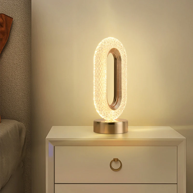 Cristal LED Table Lamp, Stepless Escurecimento, Carregamento USB, Toque Interruptor, Controle Remoto, Luz de cabeceira, Sala Decoração, Desk Lamp