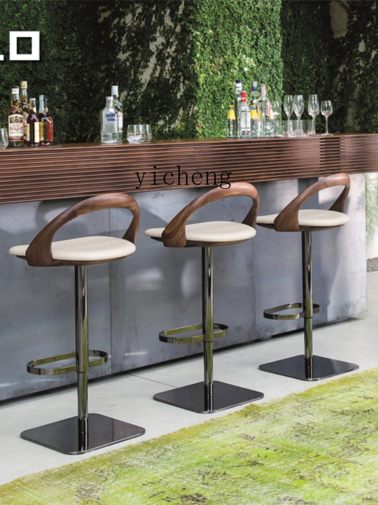 Lifting Bar Stool High-End Ugyen Wood High Stool Solid Wood Bar Chair Minimalist Leather Island Desk Chair
