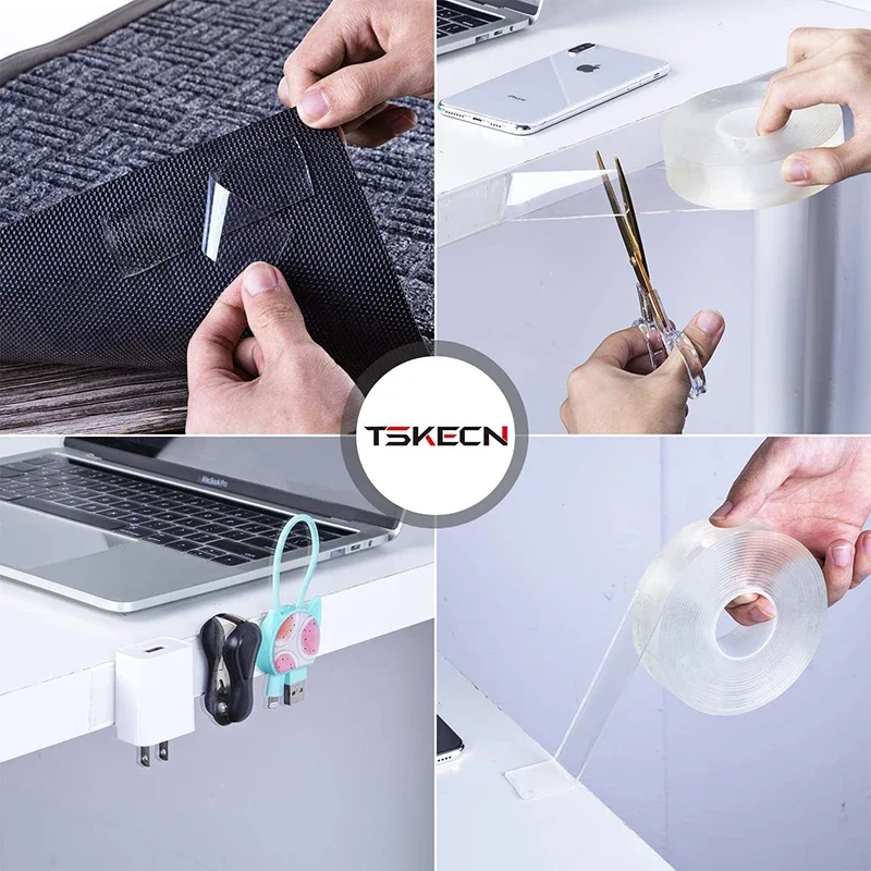 นาโนเทปกาวสองหน้าเทปซิลิโคนทนทานโปร่งใสกันน้ำกาวเหนียวผนังผ้าแขวนผนังห้องน้ำโปสเตอร์ติดผนัง