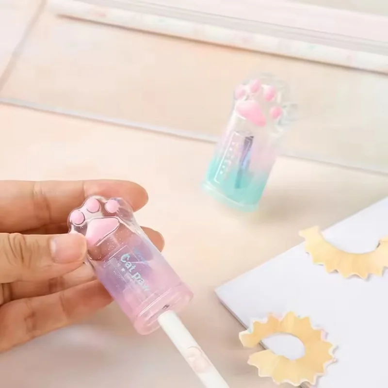 1Pcs Gradient Color Cat Paw mini Pencil Sharpener Student Office Stationery Supplies Portable Manual Pencil Sharpener