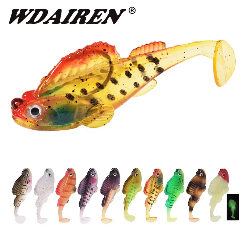 1 Pc Easy Glow Silicone Wobblers Fishing Soft Lure Hidden Jig Hook Artificial Rubber Bait for Bass Pike Trout Tail Swimbaits