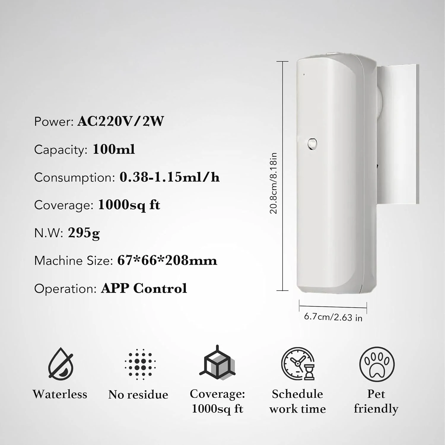 NAMSTE Plug in Oil Diffuser Smart Bluetooth Scent Diffuser Waterless Aromatherapy for Hotel Rooms Aroma Diffuser Up to 500 SQFT image 2