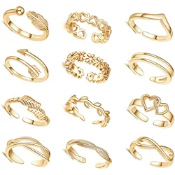 Anillos de dedo del pie ajustables para mujer, Anillo de pie, Color dorado/plateado, joyería redonda de Metal para niñas, moda de playa de verano, 12 piezas