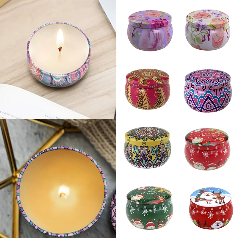 Christmas Metal Tin Jars Coffee Tea Spice Candy Jewelry Storage Case Aromatherapy Jar Candle Making Containers Decorations Boxes