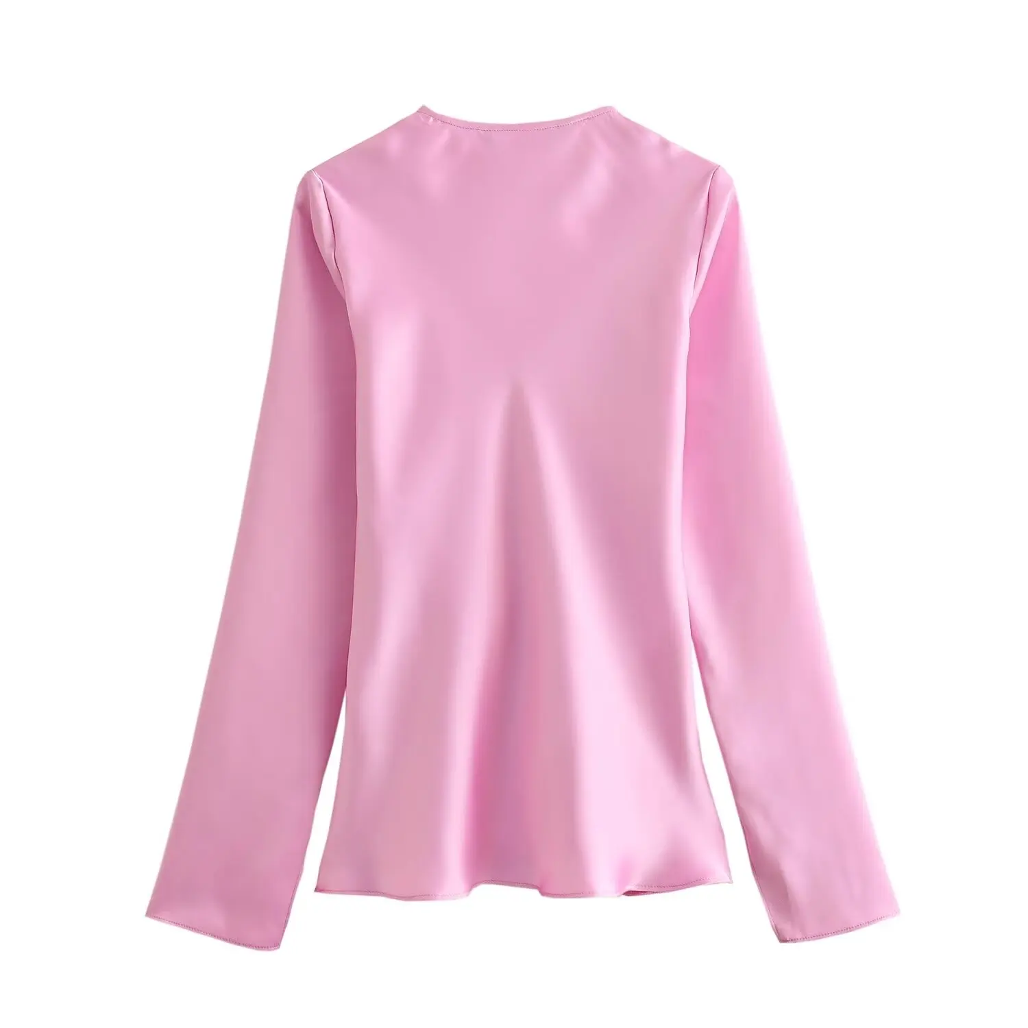 Tangada Women Bow Satin Blouse Shirt V Neck Long Sleeve 2024 Chic Female Loose Top 6X0305