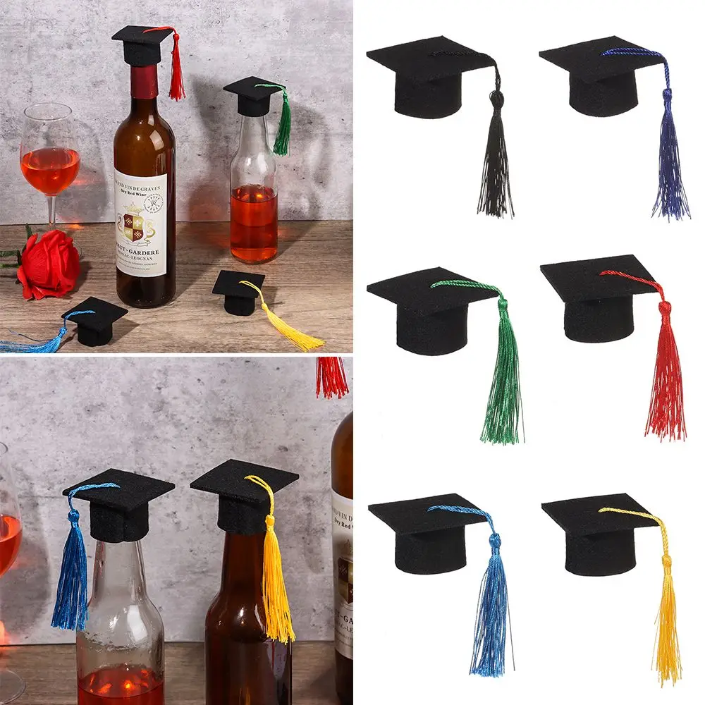 6Pcs Wine Bottle Decoration DIY Mini Graduation Hat Doctoral Cap Bachelor Cap Top Hat