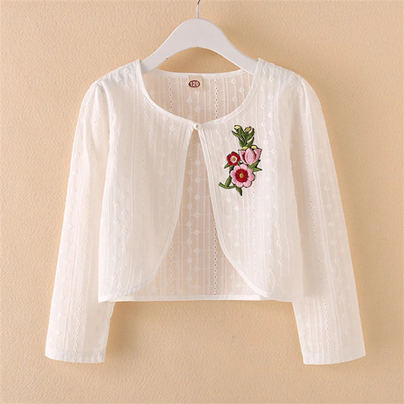 

Girls Spring Cardigan Children's Summer Lace Shawl Kids Casual Long-Sleeve Jackets 2026 New Teenager Fashion Coats 4-10 Years