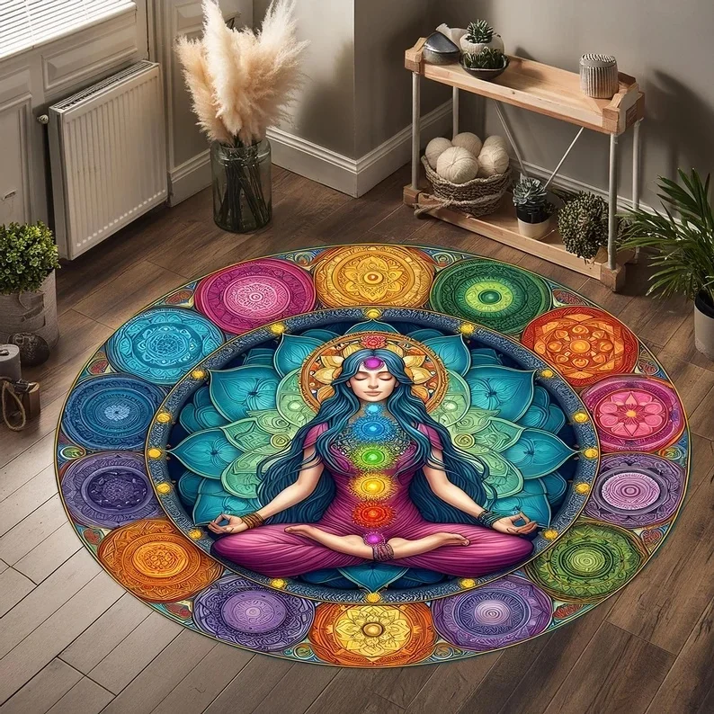 Colorful Mandala Yoga Carpet Rugs for Living Room Bedroom Bedside Rug Sofa Lounge Area Floor Carpets Machine Washable Foot Mats