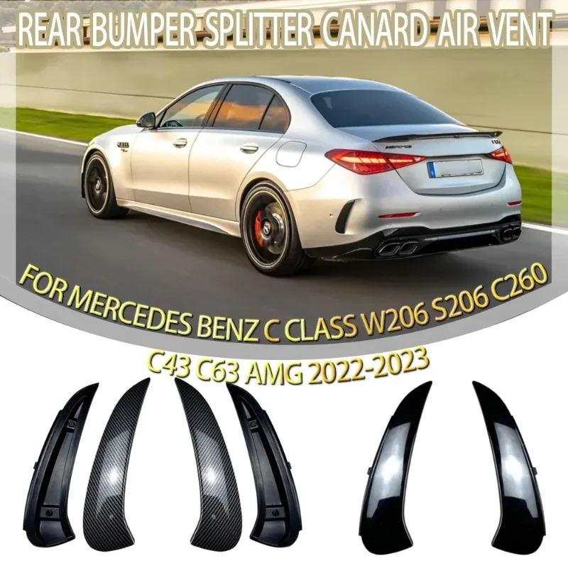 

2 шт. автомобильный задний бампер, сплиттер, спойлер Canard, вентиляционное отверстие, сплиттер для губ для Mercedes Benz C Class W206 S206 C260 C43 C63 AMG 2022+