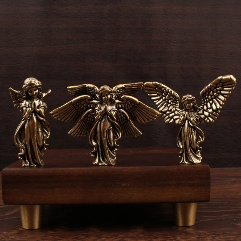 Creative Mini Angel Brass Figurine Seraph Wizard Statue Model Art Craft Desk Decor Ornament Miniatures Gift