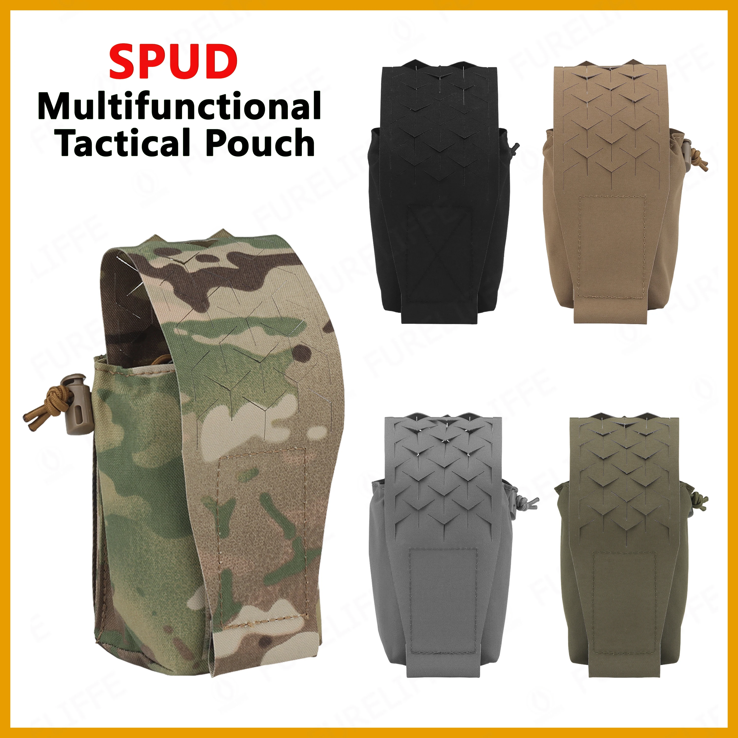 

Multi-Purpose SPUD Pouch Soft Gun Adjust Elastic Rope 762 556 Magazine Stand Radio GP Bag Fit Tactical Belt,MOLLE Vest,Chest Rig