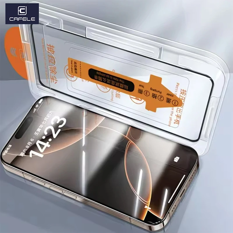 

CAFELE Anti Dust HD Clear Tempered Glass Screen Protector for iPhone 13 14 Plus 15 16 Pro Max Easy to Install