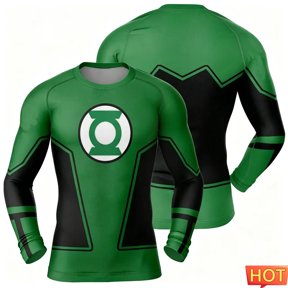 Autumn Anime Men's Long Sleeved T-shirt Cotton Tight Elastic Training T-shirt Graphic Fitness Men's T-shirt Sports Mens Pullover