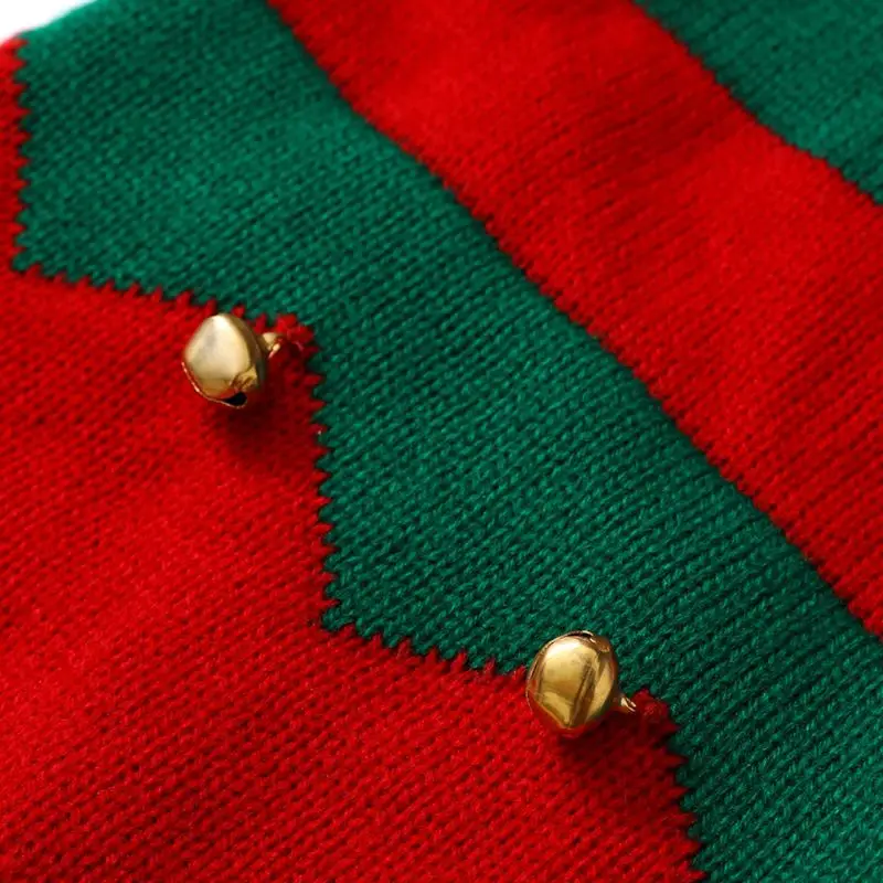 Christmas Elf Knitted Hat Metal Bells Xmas Party Costume Gifts Accessories Baby Beanie for 1 to 6 Year