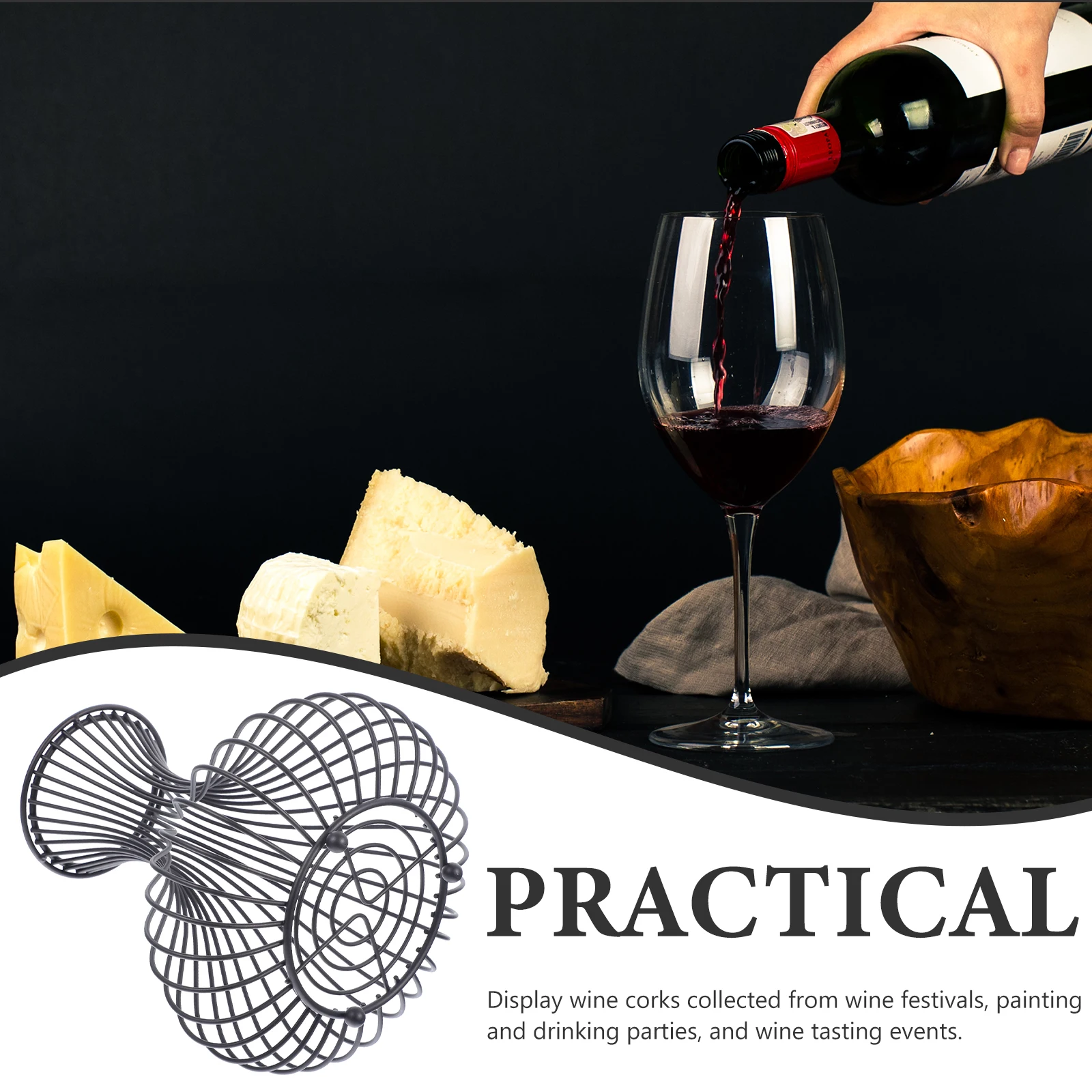

Wine Bottle Stopper Cork Storage Basket Vintage Corks Holder Home Decoration Iron for