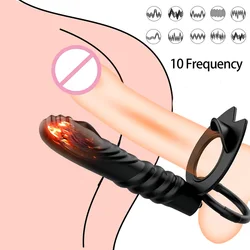 10 Frequency Double Penetration Anal Plug Dildo Butt Plug Vibrator For Men Strap On Penis Vagina Plug Adult Sex Toys For Couples