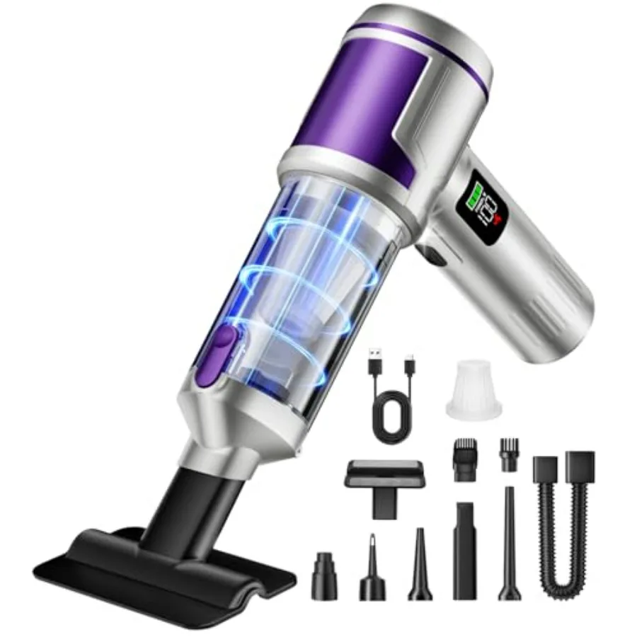 

Portable Cordless Handheld Car Vacuum Cleaner 22000 Pa High-Power Suction with Multi-Nozzle Washable Filter LED Light for Car H