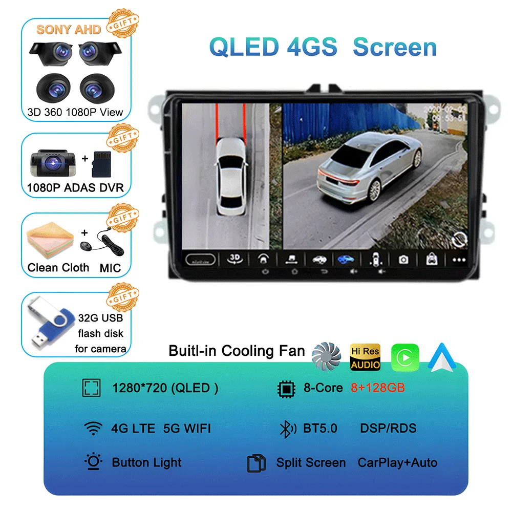 9 "Android 15 Autoradio Voor VW/Volkswagen/Golf/Polo/Tiguan/Passat/B7/B6/Seat/Leon/Skoda/Octavia GPS Navigatie Multimedia Speler