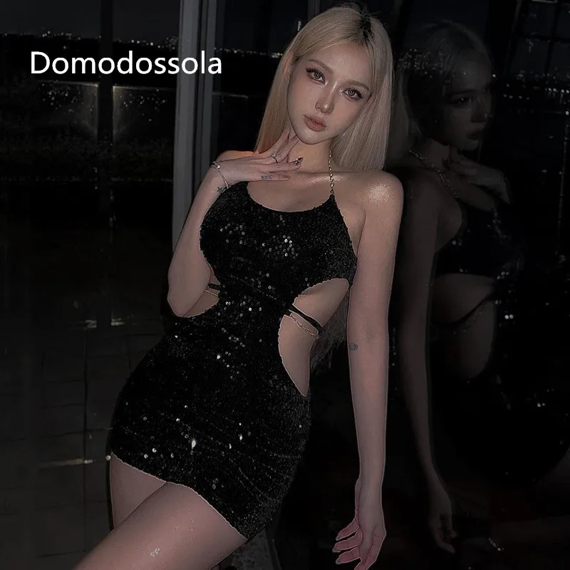 

Summer Ladies Short Skirt Black Slim Fashion Backless Party Dress With Straps Sexy Peach Hip Hollow Out Club Ultimate Mini Skirt