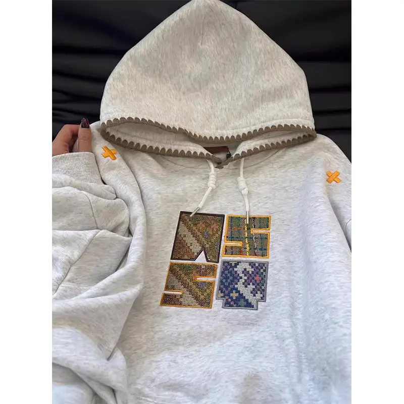 

Мужская толстовка оверсайз свободного кроя в стиле ретро, большие размеры, осенне-зимняя верхняя одежда для пар, 300 Pou