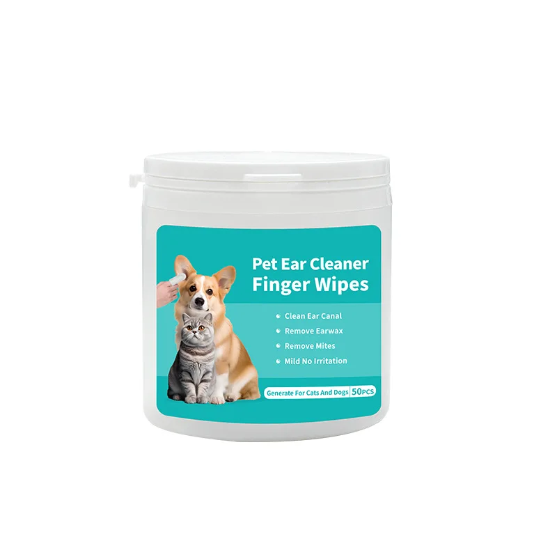 Foreign trade cross-border pet supplies pet ear cleaning wipes ear care finger covers to ear mites cats and dogs. Ear cleaning