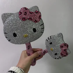 Hello Kitty Kawaii Crystal Mirror Shiny Rhinestones Handheld Mirror Girl Birthday Gift LivingA Room Decoration