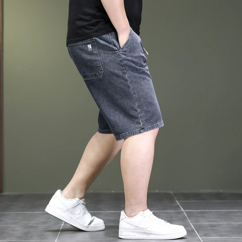 Summer Elastic Waist Large Size 44 46 48 Denim Short Pants Plus Size Denim Short Jeans Trendy High Quality Brand Casual Male