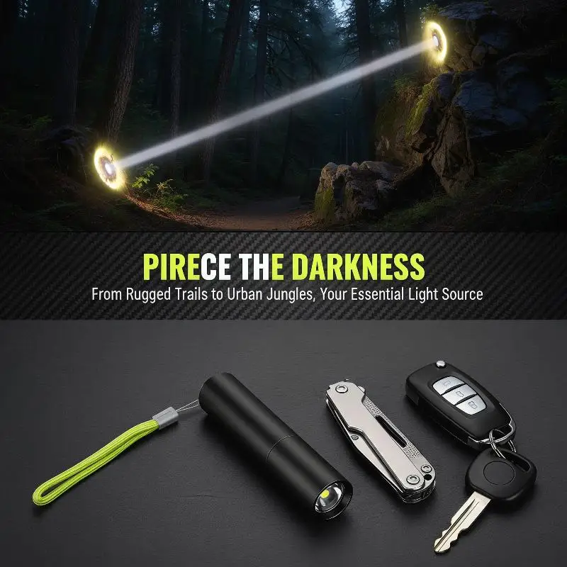 Mini Telescopic Zoom Flashlight 3 Modes USB Rechargeable Waterproof Powerful Torch for Outdoor Camping