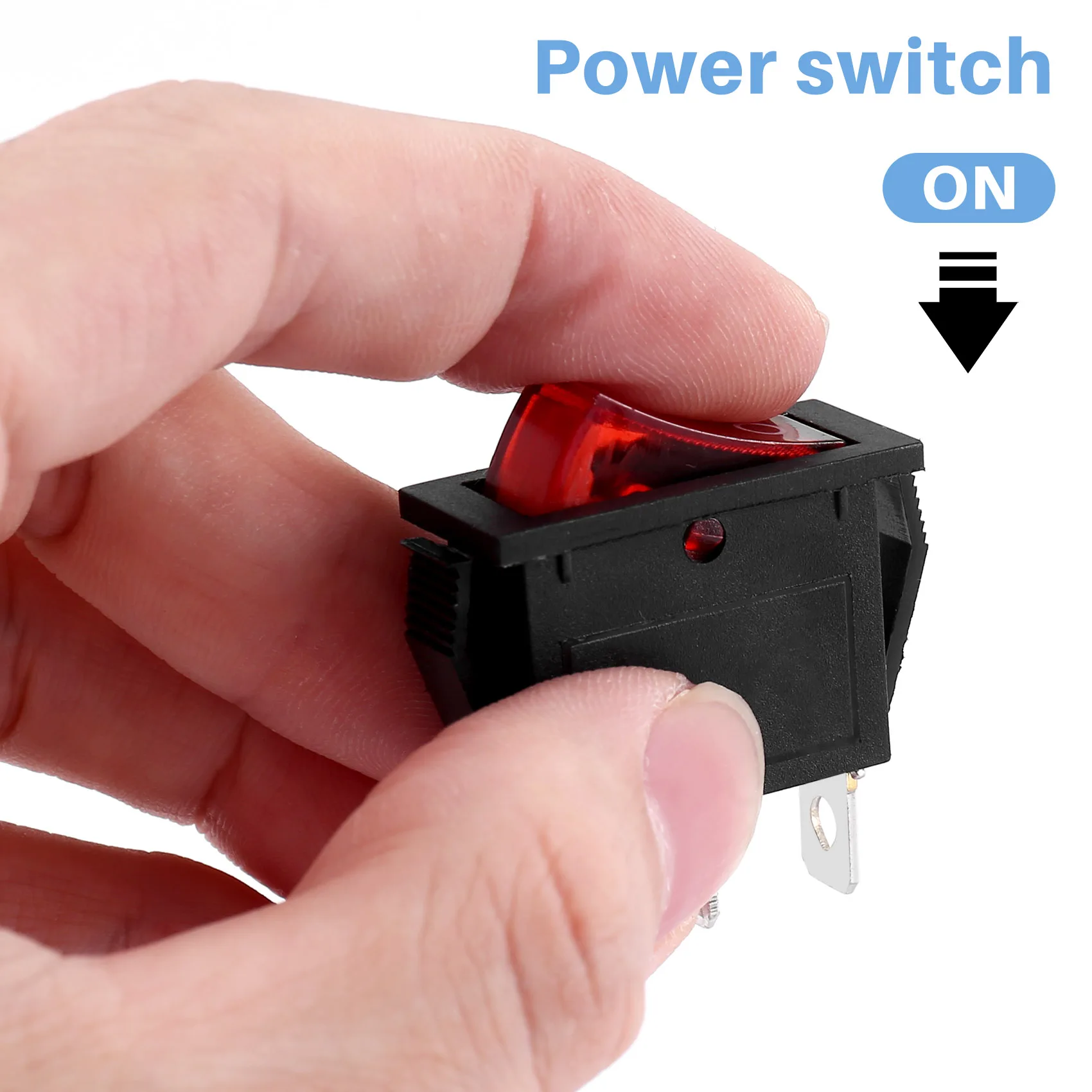 ABZV-Rocker Switch ON OFF مشرق ثنائي القطب 28x10mm 250V 15A 3 محطات أحمر