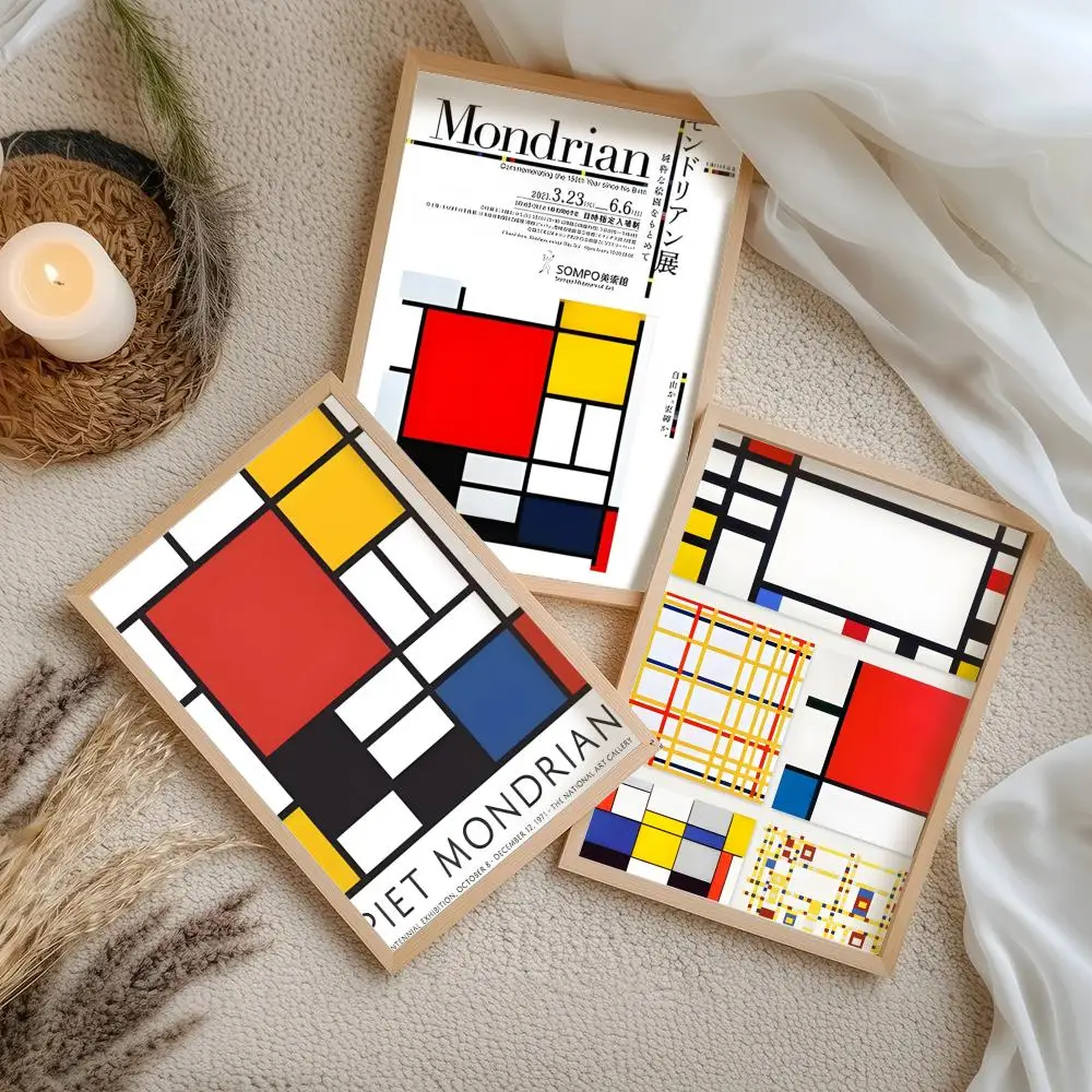 P-Piet M-Mondrian Painting Calligraphy Wall Art HD Canvas Oil Painting Posters Prints Home Bedroom Living Room Decor Gift