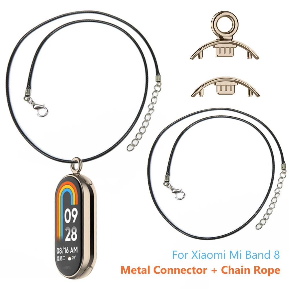 Metal Necklace for Xiaomi Mi Band 8 Pendant Chain Buckle Connection for Xiaomi Mi Band 8 Hanging Metal Chain Neck Bracelet Strap