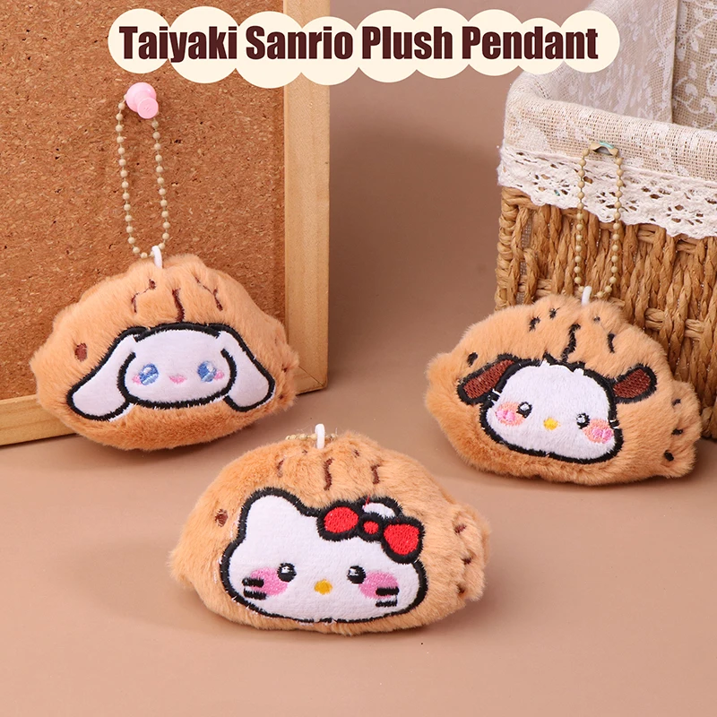 Colgante de peluche Taiyaki Hello Kitty, llavero Kawaii Sanrio Kuromi Cinnamoroll My Melody, decoración de mochila y bolso