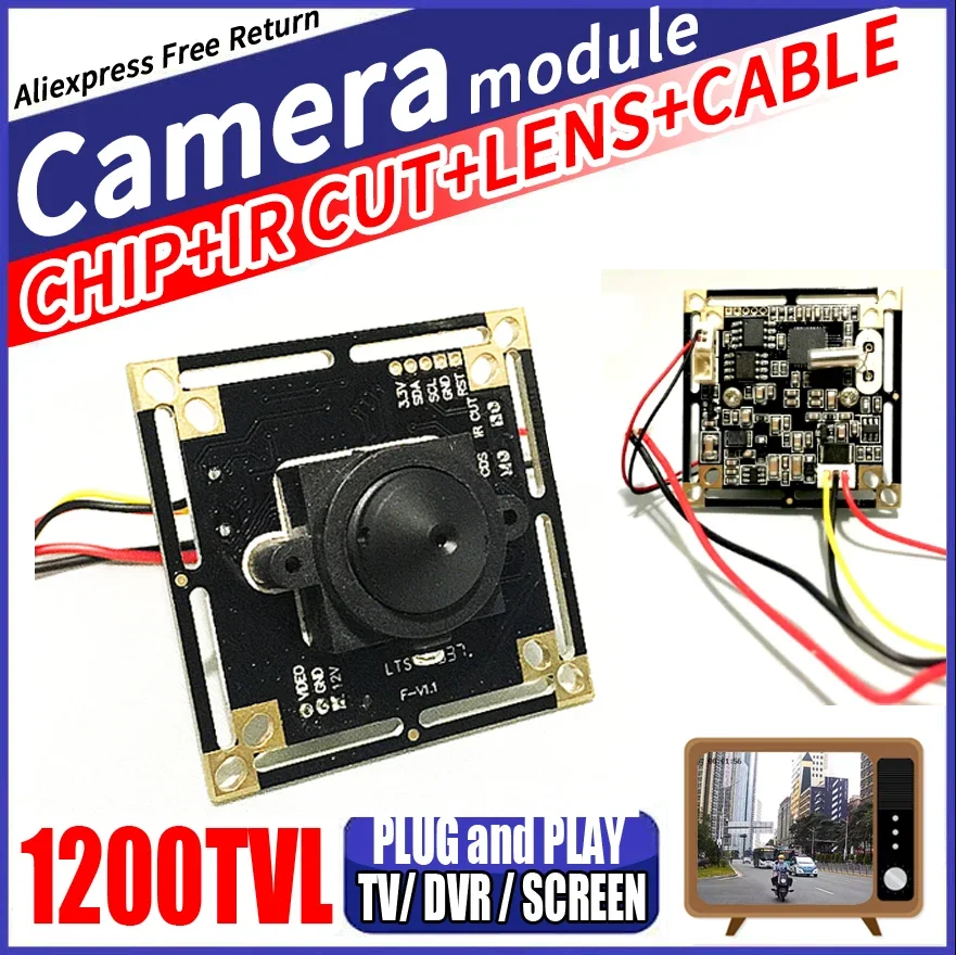 

Can Connect to TV HD Color Cmos 1200tvl Finished Monitor Cctv Mini HD Chip Module DIY 960p Ahdl Complete Set Pointedlens Cable