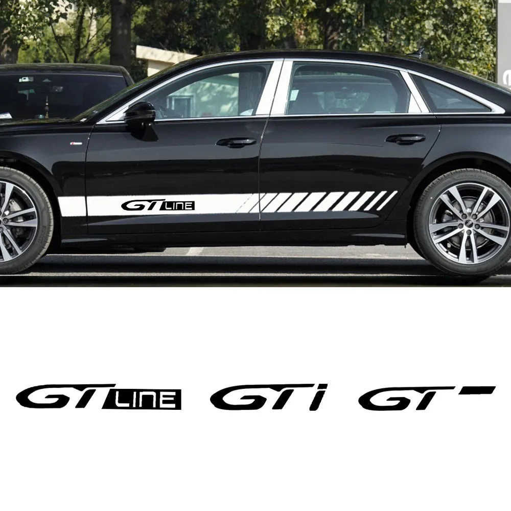

Наклейки на двери и боковые юбки, наклейки для Peugeot GTI GT LINE 2008 3008 4008 4007 5008 RCZ, модифицированные украшения, 2 шт.