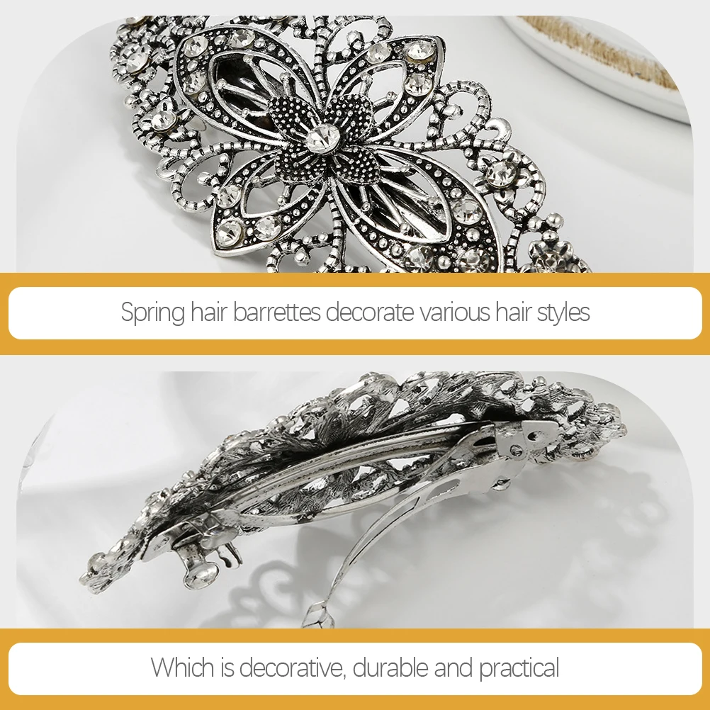 

2pcs Vintage Flower Clips Barrettes For Women Metal Decorative Hair Styling Accessories Ponytail Clip For Thick Thin Hair