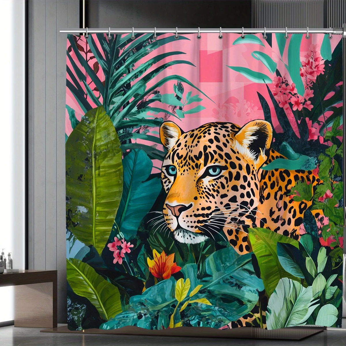 

1 piece of exquisite leopard shower curtain, woven fashion theme, suitable for all season bathroom decoration, bathroom curtain