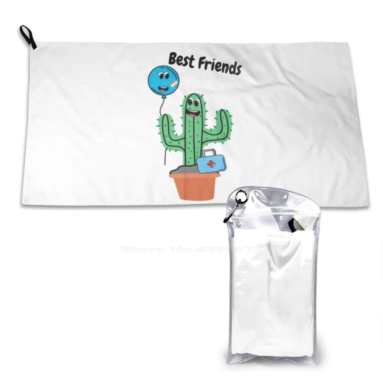 Cactus And Balloon Best Friends-Friend Superfine Fiber Bathroom Towels Washcloth Cactus Balloon Best Friends Bandaids Bandages