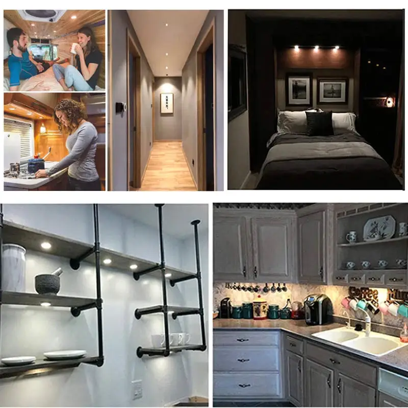 LED Surface Mounted Cabinet Wardrobe Light with Touch Switch Hand Door PIR Sensor Kitchen Bar Display Case Cupboard Puck Light
