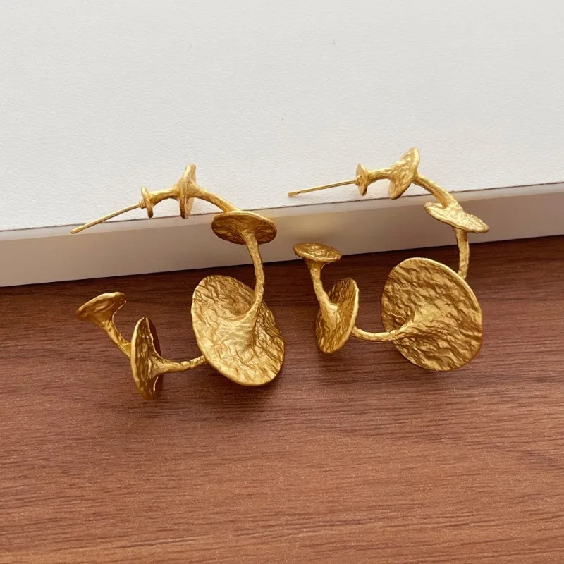 Minar High Street Matte Color Metal Texture Irregular C Shape Big Hoop Earrings for Women Real Gold Silver Plated Copper Alloy